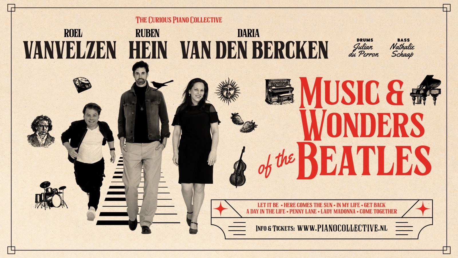 Music & Wonders of the Beatles – officiële poster The Curious Piano Collective